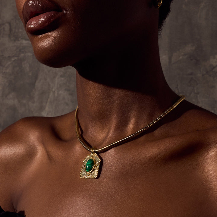 SOLARIS Necklace - Gold with Malachite