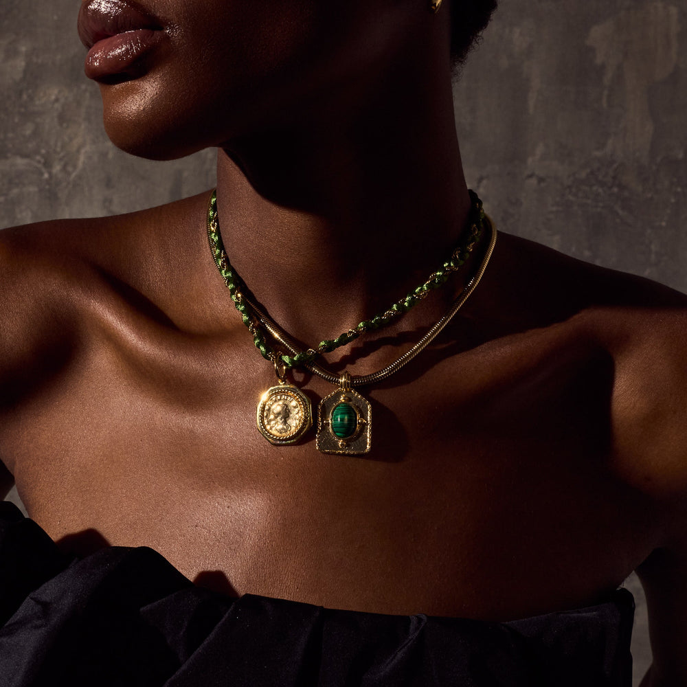 GISELLE Necklace - Gold and Olive (Pre-Order)