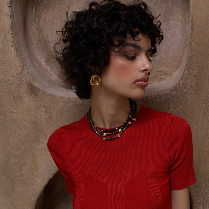LUCIE Necklace - Gold and Red Jade