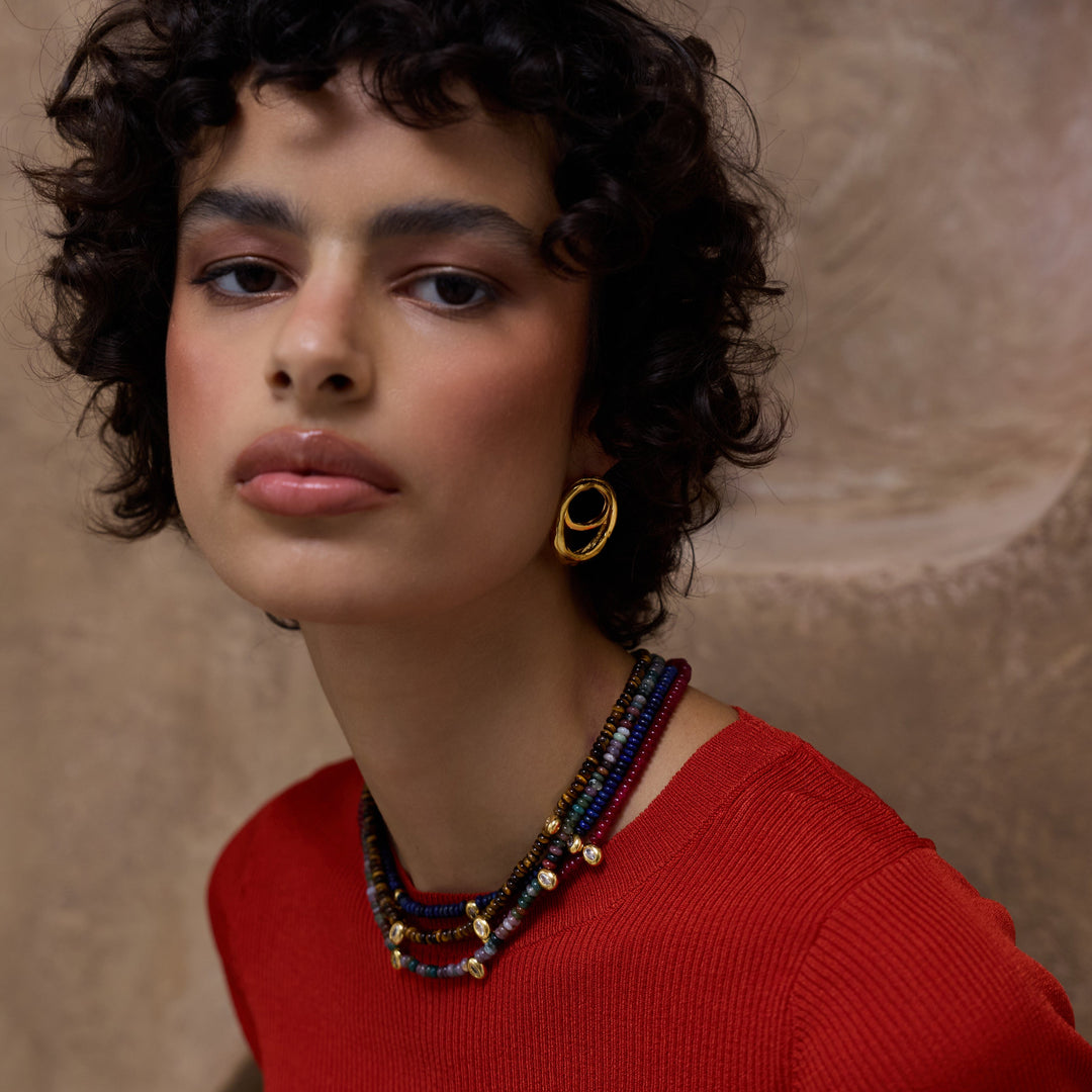 LUCIE Necklace - Gold and Red Jade