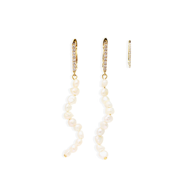 COSTES Trio Earrings - Gold with Pearl