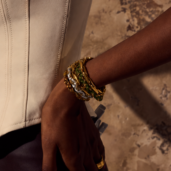 GISELLE Bracelet - Gold and Olive