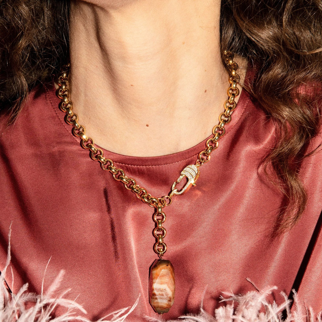 REINE Necklace - Gold with Brown Agate