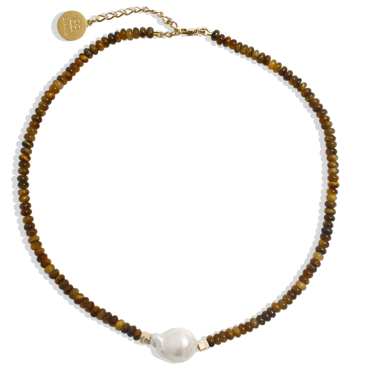 VIVIENNE Necklace - Pearl and Tigers eye