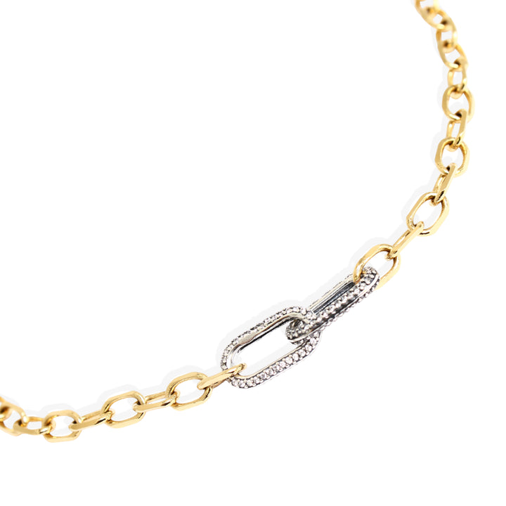 SEINE Necklace - Gold with Silver Rhinestone