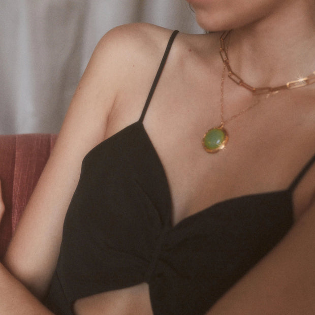 CINDY Necklace - Gold with Green Aventurine
