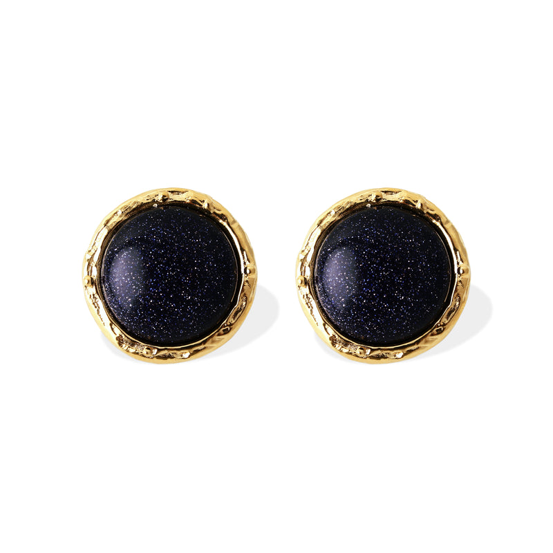 CINDY Stud Earrings - Gold With Sandstone