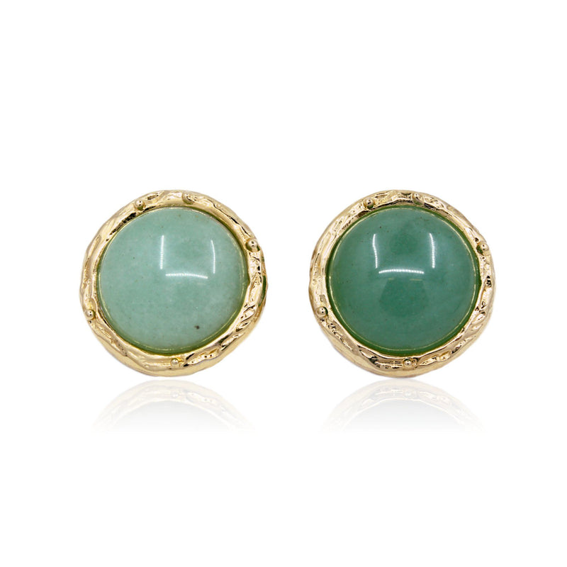 CINDY Stud Earrings - Gold With Green Aventurine