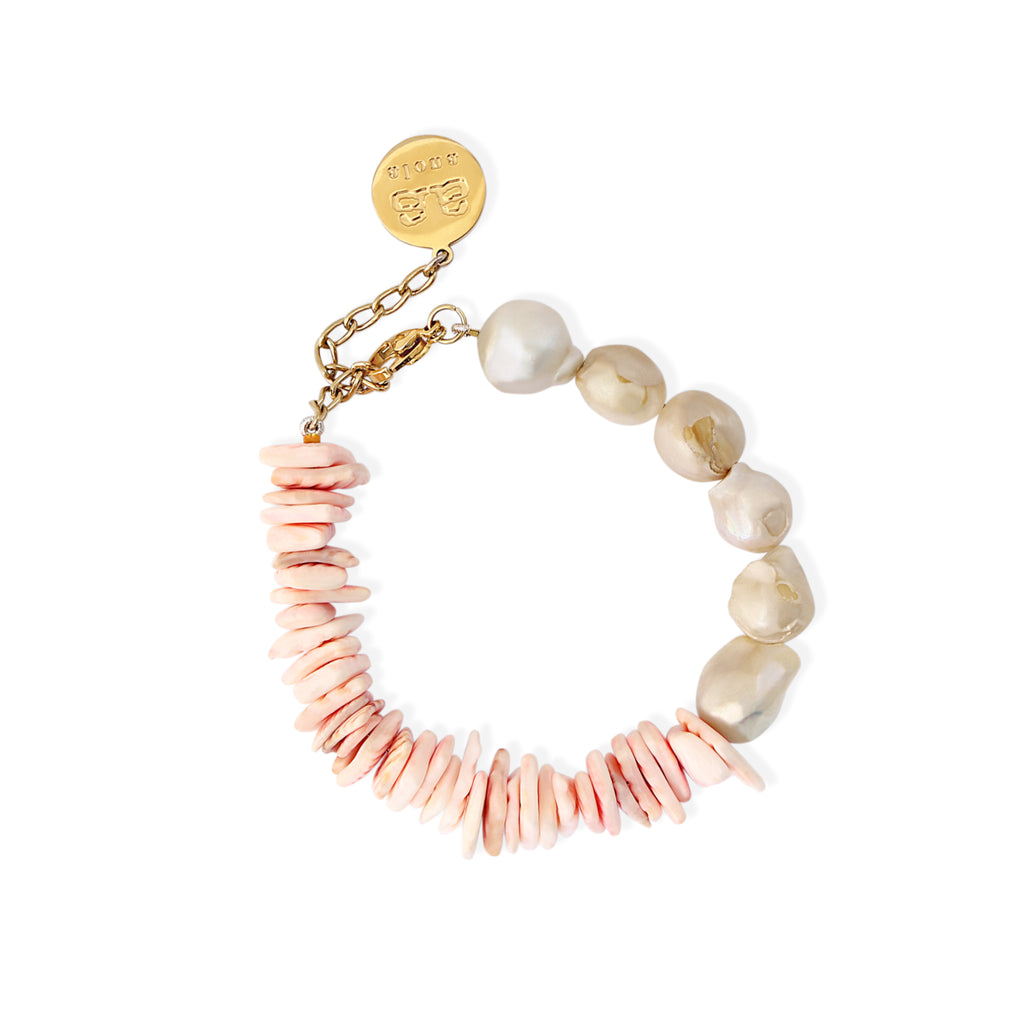 DAPHNE Bracelet Pearls with Pink Seashells BY ALONA