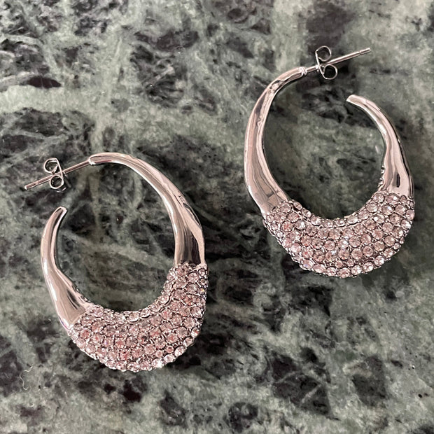 PANAREA PAVE Earrings - Silver and Crystal